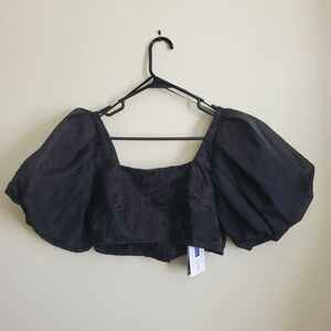 Stylish Black Puff Sleeve Crop Top